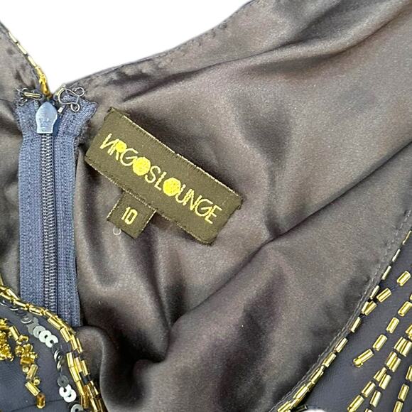 ASOS Virgos Lounge Lena Navy Beaded Maxi Dress Size 6 - Picture 13 of 16